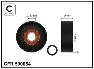 Produktbild von CAFFARO 500054 Spannrolle Keilrippenriemen 70mm passend für MERCEDES-BENZ SPRINTER 3,5-t Kasten (906) SPRINTER 3-t Kasten (906) SPRINTER 3,5-t Bus