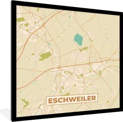 Produktbild von MuchoWow® Gerahmtes Poster Jahrgang - Eschweiler - Karte - Stadtplan 40x40 cm - Poster mit Schwarzem Bilderrahmen Wandposter Rahmen Foto Bilder - Mit Rahmen - Wanddekoration Schlafzimmer