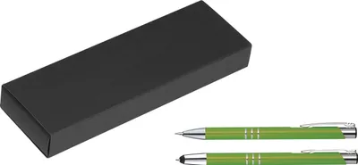 Produktbild von Metall Schreibset / Touchpen Kugelschreiber + Druckbleistift / Farbe: hellgrün