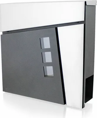 Produktbild von Bituxx Design Briefkasten Winkel mit Einwurf Edelstahl Dunkelgrau Silber MS-18065