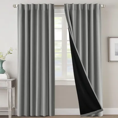 Thermovorhänge 2er-Set H 260 x B 140 cm blickdicht, taubengrau