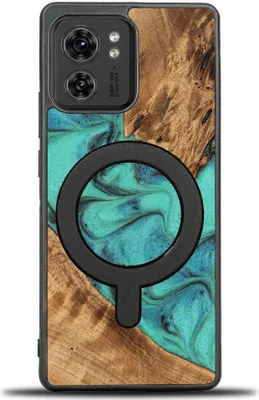 Produktbild von Holzhülle Bewood Unique - Turquoise für MagSafe für Motorola Edge 40