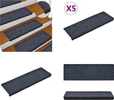 Produktbild von vidaXL Treppenmatten 5 Stk. Nadelvlies 65x21x4 cm Anthrazit - Stufenmatte - Stufenmatten - Treppenmatten - Treppenstufenmatten