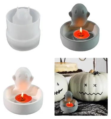 Produktbild von Silikonform für einen geisterförmigen Kerzenhalter für Halloween-Partys und als Dekoration für Zuhause.