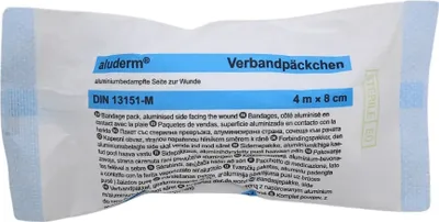 A close-up of a medical bandage packaging.