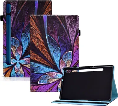 Produktbild von Schutzhülle Tablethülle für Samsung Galaxy Tab S8 Case Cover Tasche Bumper Wallet, Farbe:Bunte Blume, Modell wählen:Samsung Galaxy Tab S8