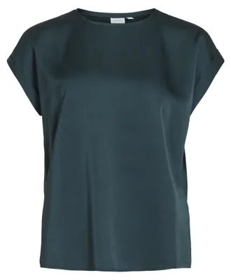 Produktbild von VILA Satin Blusen T-Shirt Kurzarm Basic Glänzendes Oberteil VIELLETTE Größe: 38