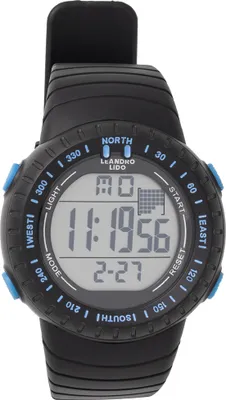 Produktbild von LEANDRO LIDO Vescia Uni Sportuhr – digital, 12/24h Format, Stoppuhr, 3 ATM wasserdicht, beleuchtetes Display, schwarz/blau | LL-94