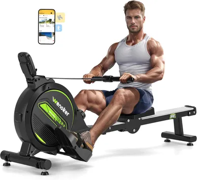 Produktbild von Wenoker Rudergerät für Zuhause mit APP, Leises Magnetisches Rudergerät mit LCD-Display, 16 Stufen Widerstand, Indoor-Gerät für das Home-Gym