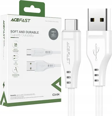 Image de Acefast Usb - Câble Usb Type C 1.2M, 3A Blanc (C3-04 Blanc)