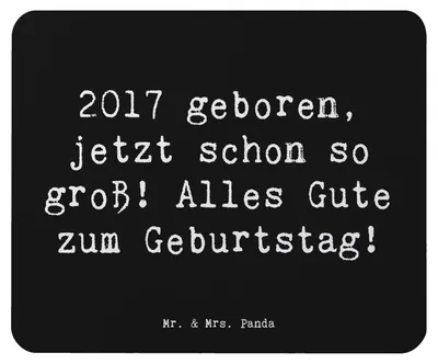 Produktbild von Mr. & Mrs. Panda Mousepad Spruch 2017 Geburtstag - Schwarz - Geschenk, Geburtstagsgeschenk, Mauspad, Geburtstagswünsche, Alter, Happy Birthday, Geburtstagsfeier, pc