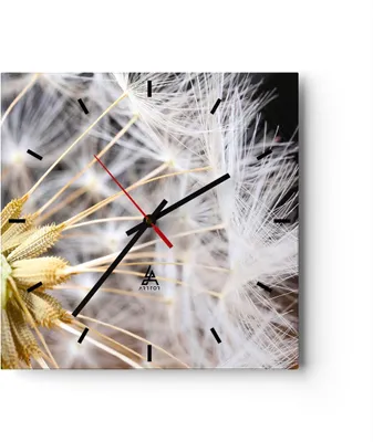 Produktbild von Wanduhr - Quadrat - Glasuhr - Baby Sommer Pflanze - 40x40cm - Schleichendes Uhrwerk - Lautlos - zum Aufhängen bereit - Dekoration Modern - Wanddekoration aus Glas - C3AC40x40-3630