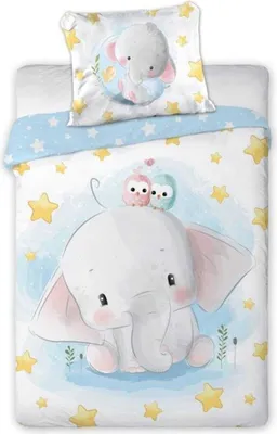 Produktbild von Babybettwäsche, Baumwollbettwäsche für ein Bett 100x135cm 002 Elefant