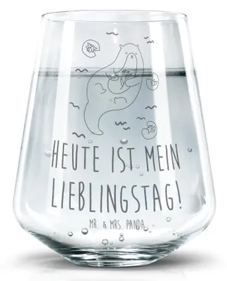 Produktbild von Mr. & Mrs. Panda Glas Otter Seerose - Transparent - Geschenk, Tumbler, Trinkgefäß, Seeotter, Lieblingstag, Wasser, Fluss, Trinkglas, Wasserglas, Becherglas