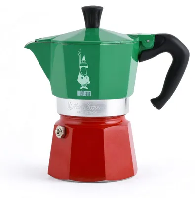 Obrázok produktu pre Bialetti 0005322, Moka kanvica, 0,13 L, Zelená, Červená, Hliník, 3 šálok, Termoplastik