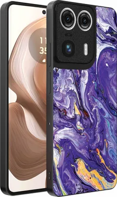Obrázok produktu pre Fit pre Motorola Edge 50 Ultra Phone Case with Purple Gold Marble Print - TPU Backcover Case Purple Gold Marble Design - Purple Gold - Smartphonica