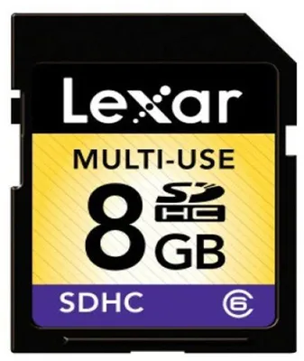 Produktbild von Lexar 8GB SDHC Class 6, 8 GB, SDHC, Klasse 6, Schwarz