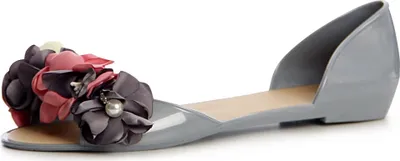 Produktbild von topschuhe24 1428 Damen Bade Sandalen Sandaletten Blume Verziert, Farbe:Grau, Größe:38 EU