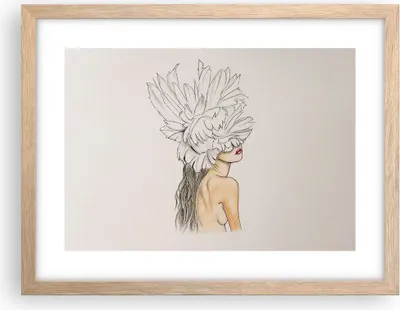 Produktbild von Gerahmtes Poster - Rahmen in heller Eiche - Mode Frau Zeichnung - 40x30 cm - Wand Bild - Wanddeko - Wandbilder - Kunstposter - Wandposter - Bilderrahmen - Bilder - Kunstdruck - P2NAA40x30-4873