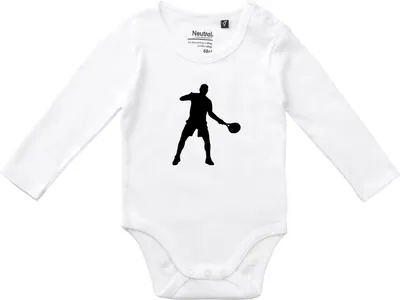 Produktbild von Huuraa Baby Body Tennis Silhouette 80 White  Baumwolle Fairtrade Langarmbody Geschenkidee