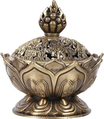 Image de Encensoir Lotus Vintage - Porte-encens à reflux pour cônes d'encens (bronze)
