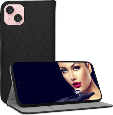 Produktbild von Bookstyle Schutzhülle Klapphülle Schutztasche Etui Cover für Apple iPhone 15 Plus - Schwarz