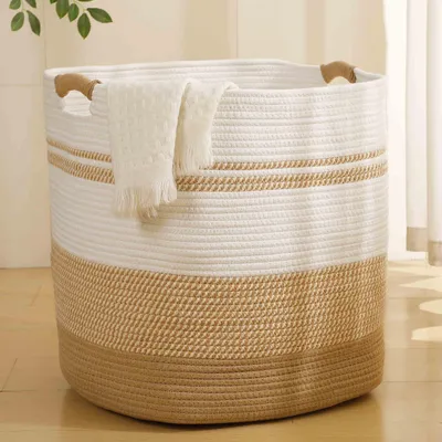 Obrázok produktu pre Omgoods – Veľký košík na prádlo z tkaného materiálu – objem 80 litrov