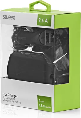 Immagine prodotto di Caricabatterie da auto 4 uscite 9,6 A USB Nero