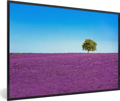 Produktbild von MuchoWow® Gerahmtes Poster Baum - Lila - Himmel - Lavendel 60x40 cm - Poster mit Schwarzem Bilderrahmen Wandposter Rahmen Foto Bilder - Printing - Wanddeko Schlafzimmer