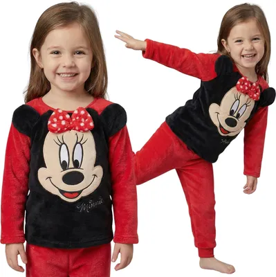 Produktbild von DISNEY Minnie Mouse Fleece-Pyjama für Mädchen, zweiteiliger Schlafanzug mit langen Ärmeln, warm 98