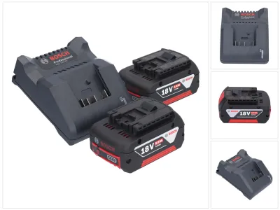 Produktbild von Bosch GAL 18V-20 Akku Ladegerät 10,8 - 18 V 2 A ( 2607226281 ) + 2x GBA 18 V 5,0 Ah Akku ( 2x 2607337069 )
