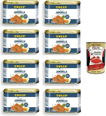 Produktbild von Tulip Jamonilla,Schinken und Schweinefleisch 8x200gr + Italian Gourmet Polpa 400g