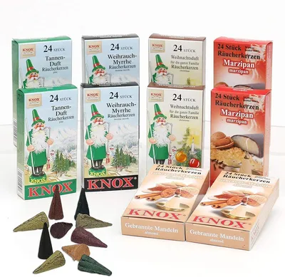 Zdjęcie produktu dla KNOX - Zestaw 10 świeczek kadzidełek - jodłowe kadzidełka świąteczny zapach marcepan migdał