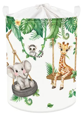 Immagine prodotto di Omgoods - Cesto portaoggetti con motivo animalier, ideale per vestiti e giocattoli, dimensioni 36x45 cm