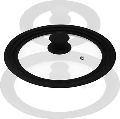 Image de Tomivo® : Protection anti-éclaboussures en verre avec bord en silicone – couvercle universel de 29 x 7 cm pour casseroles et poêles de diamètre 24–28 cm, résistant à la chaleur jusqu'à 220 °C, transparent avec valve de vapeur, 1 pièce