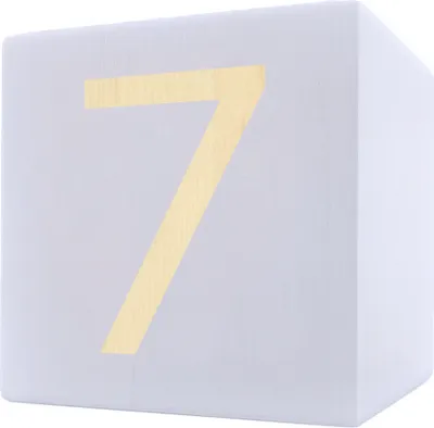 Produktbild von Holzbuchstabe Würfel, 5 x 5 cm, weiß, Zahl 7