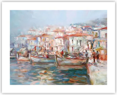 Produktbild von Poster - Poster ohne Rahmen - Insel Boote Hafen - 50x40 cm - Wand Bild - Wanddeko - Wandbilder - Kunstposter - Wandposter - Bilder - Kunstdruck - Wanddekoration - Wandbild - P2XAA50x40-4852