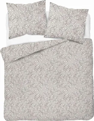 Zdjęcie produktu dla Detexpol Pościel satynowa 220x200 beżowa jasnoszara drobne listki 5217 B Home Satin 41