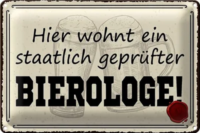 Produktbild von Blechschild Spruch 18x12cm Bier hier wohnt Bierologe