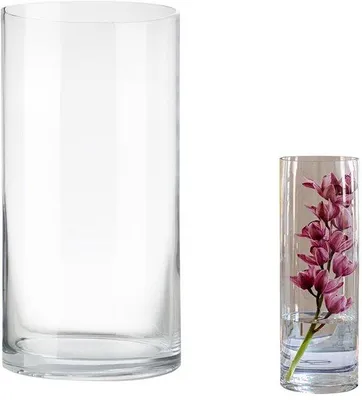 Zdjęcie produktu dla Duży, przezroczysty, cylindryczny wazon szklany o średnicy 15 cm i wysokości 30 cm – ozdobne szklane świeczniki, okrągła, nowoczesna dekoracja stołu do domu, biura i na wesele