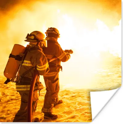 Produktbild von MuchoWow® Poster Feuerwehrleute bei der Übung 100x100 cm - Babyzimmer