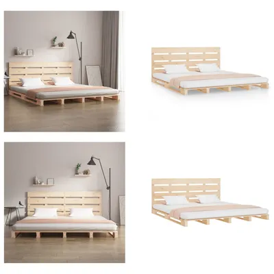 Produktbild von vidaXL Massivholzbett 135x190 cm Kiefer - Bettrahmen - Bettgestell - Bett - Holzbett