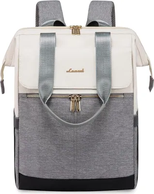 Produktbild von LOVEVOOK Damen Rucksack 2-in-1 Handtasche Laptop Schulrucksack 15,6 Zoll Wasserdicht Grau