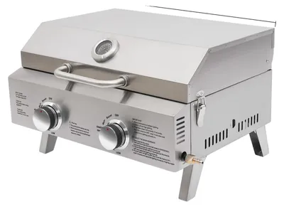 Immagine prodotto di Griglia a gas, 2 bruciatori, cucina da esterno portatile, colore argento