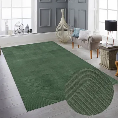 Immagine prodotto di Tappeto basso da salotto con motivo ad arco monocolore in verde Dimensioni - 200 x 280 cm