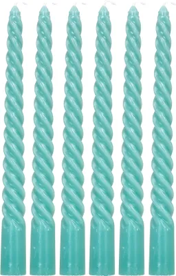 Produktbild von 6er Set Grüne Kerzen Gedreht H20cm Stabkerzen Tafelkerzen Spiralkerzen Tischdeko
