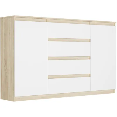 Zdjęcie produktu dla Modna Komoda 160, Szafka, 4 Szuflady, 3 Półki, R-160-S4 Sonoma Mix