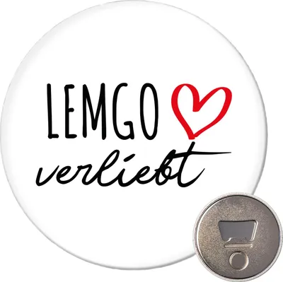 Produktbild von Huuraa Magnet Lemgo verliebt 59mm Kühlschrankmagnet rund Flaschenöffner Geschenkidee