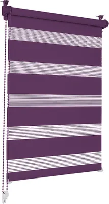 Produktbild von Sonello Doppelrollo Klemmfix ohne Bohren Duo Rollo Klemmrollo Sonnenschutzrollo Fensterrollo für Fenster & Türen Zebrarollo Seitenzugrollo 130cm x 70 cm Lila