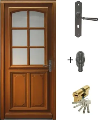 Image de Porte d'entree Bois vitree, Marine (Marianne), H200 x L80 p.Gauche + Poignee Et Barillet (ref 010403RFP)